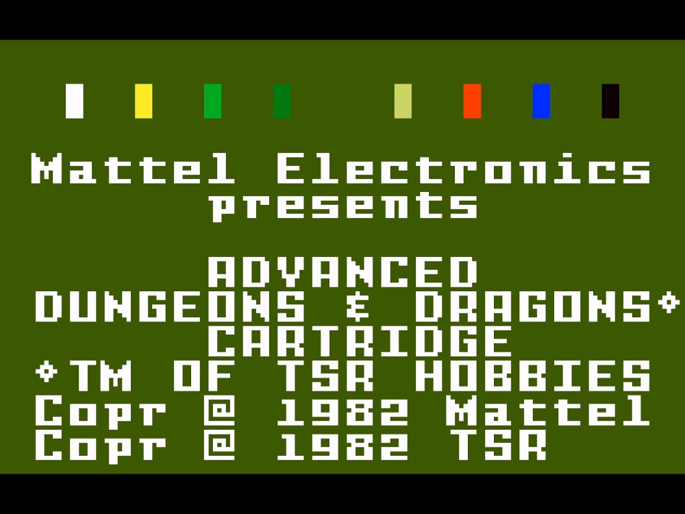 Title Screen of Advanced Dungeons And Dragons Treasure Of Tarmin for Intellivision